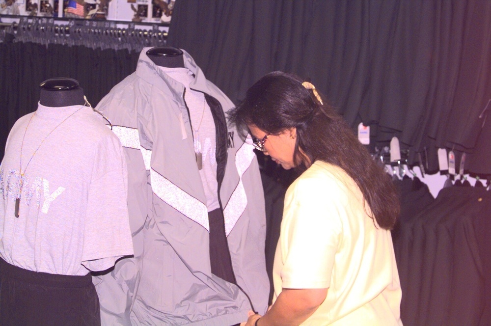 New PT uniform at Fort McCoy PX (August 2000)