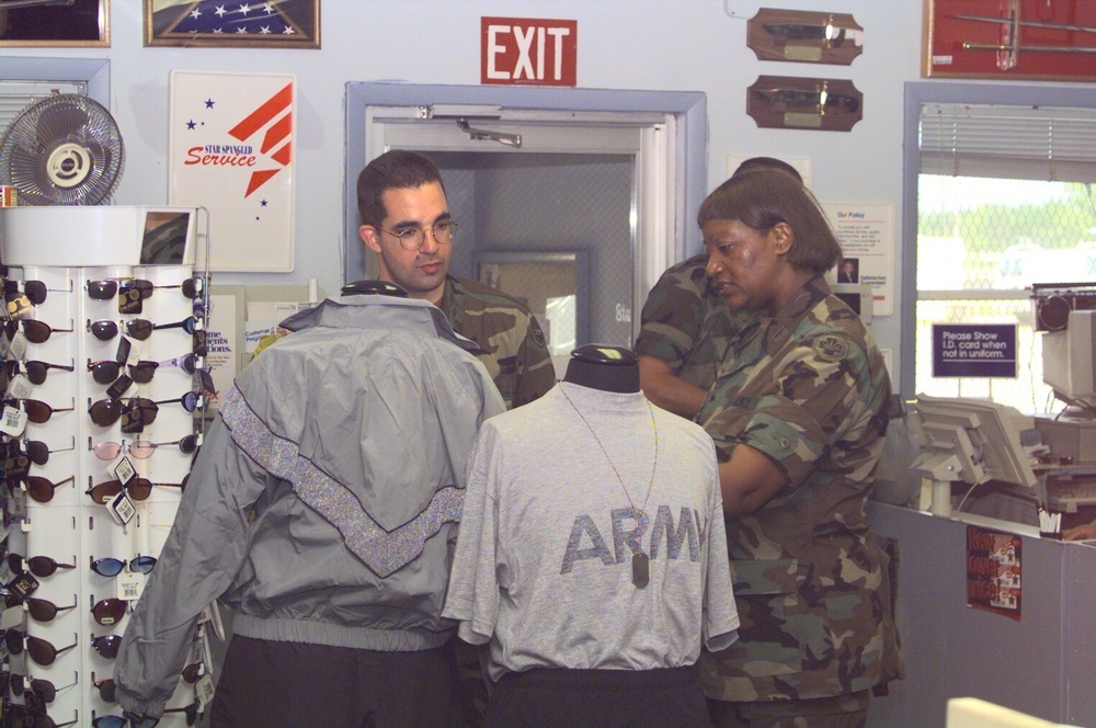 New PT uniforms at Fort McCoy PX (August 2000)