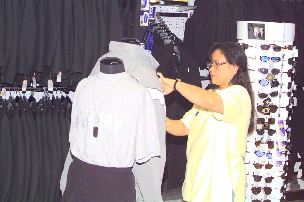 New PT uniform at Fort McCoy PX (August 2000)