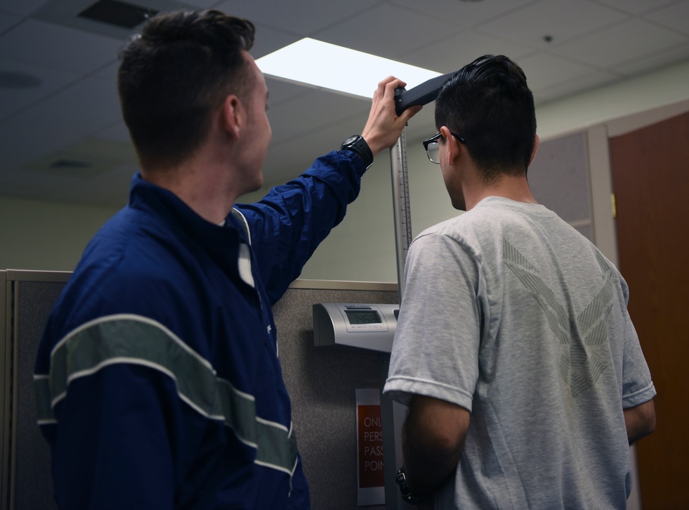 Airmen undergo an official physical fitness assessment