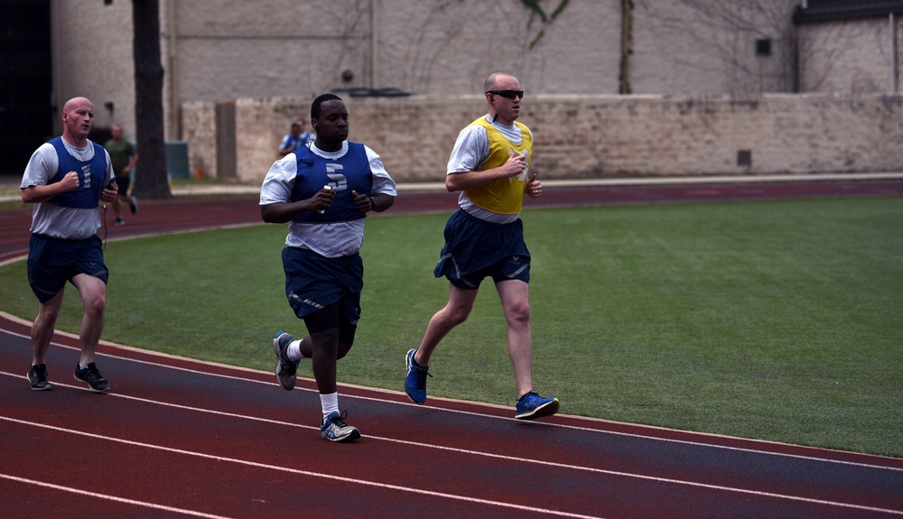 Airmen undergo an official physical fitness assessment