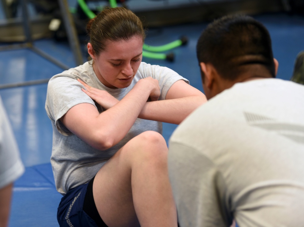 Airmen undergo an official physical fitness assessment