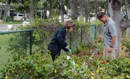 Honolulu District U.S. Army Corps of Engineers Commander Col. James T. Hoyman worked alongside 43 District staff, Punahou High School ROTC students and family members volunteering their time during the Pacific Regional Visitors Center Earth Day Cleanup he