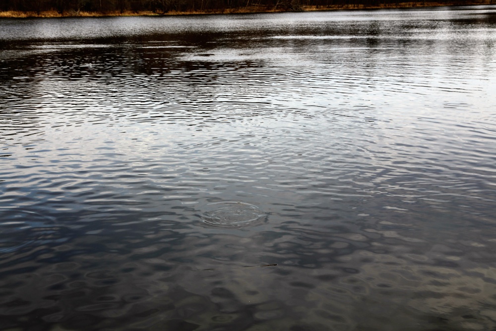 U.S. Fish and Wildlife Service personnel stock trout at Fort McCoy lakes