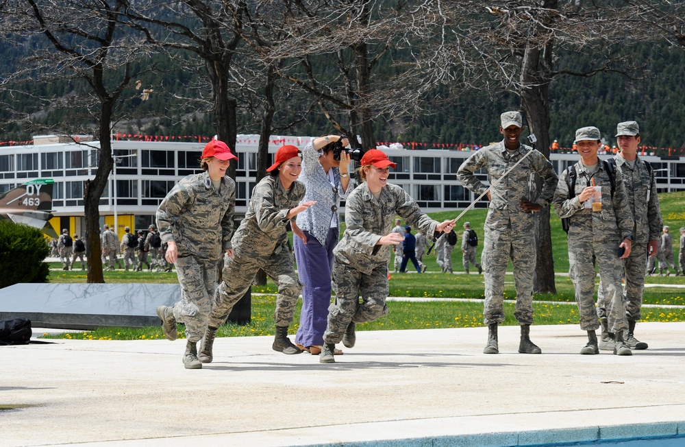 Cadets cap off academic requirements with fountain jumps