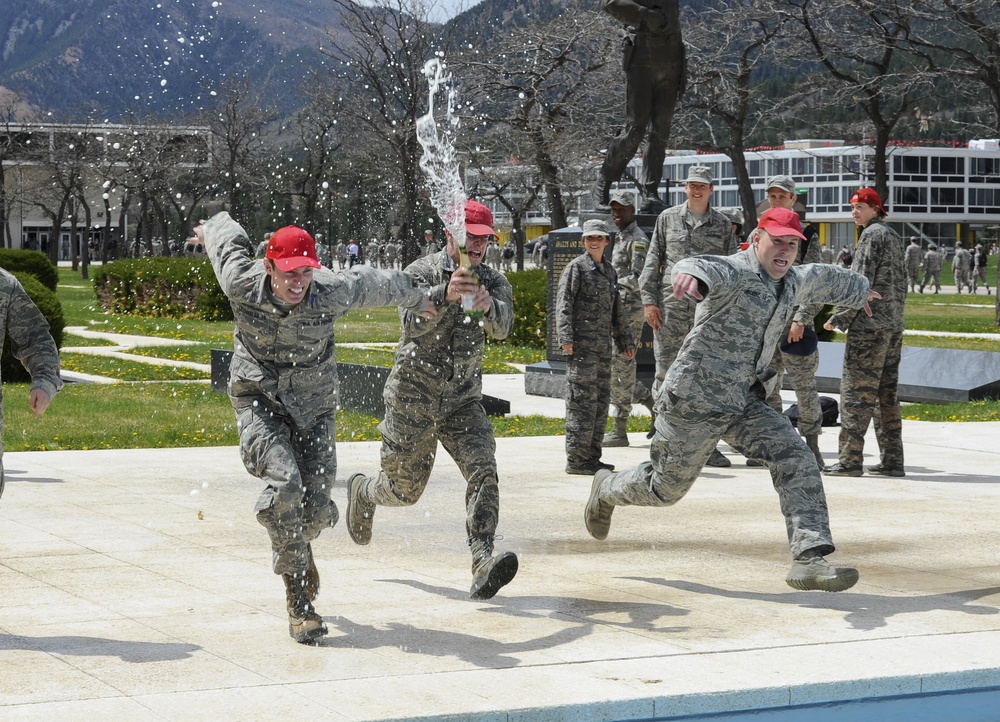 Cadets cap off academic requirements with fountain jumps