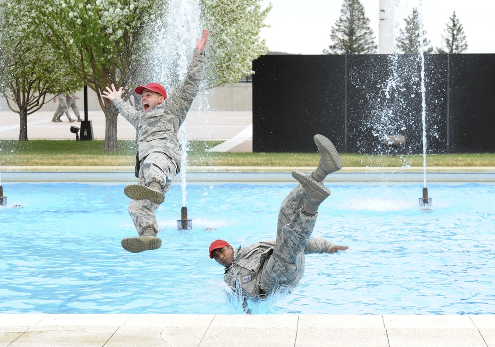 Cadets cap off academic requirements with fountain jumps