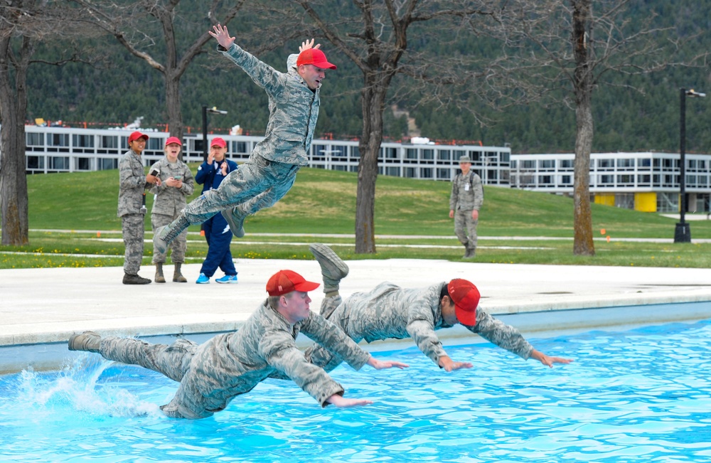 Cadets cap off academic requirements with fountain jumps