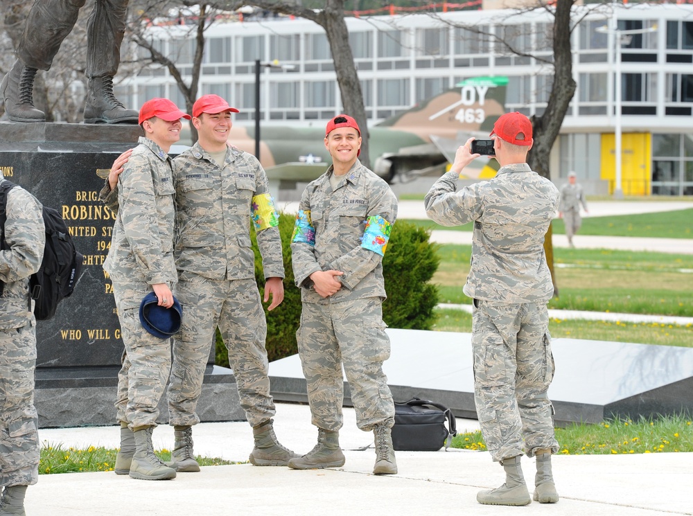 Cadets cap off academic requirements with fountain jumps