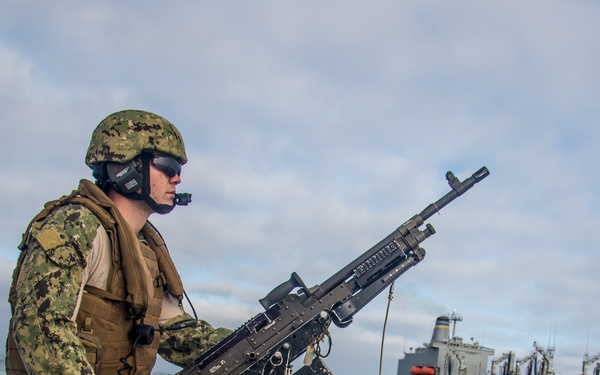 Mark VI Patrol Boats escorts USNS Henry J. Kaiser (T-AO 187)