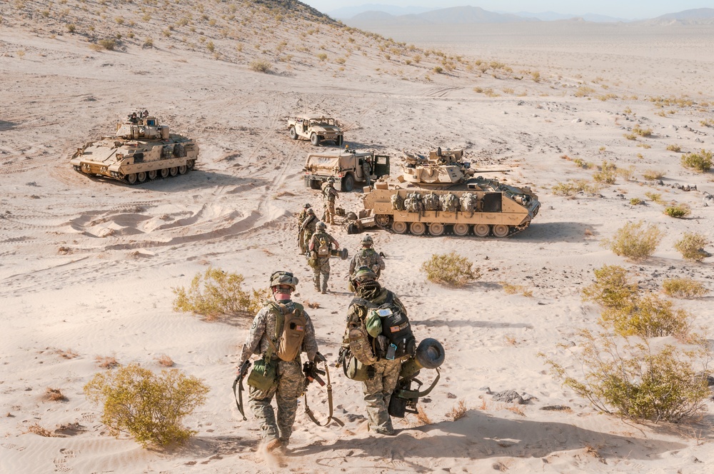The Tennessee Army National Guard 278th Armored Cavalry Regiment conduct pre-deployment training at Ft. Irwin’s National Training Center.