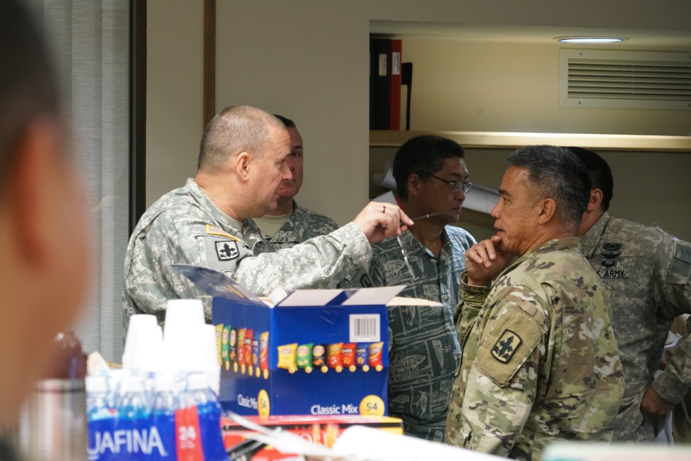 Hawaii National Guard Task Force Hawaii assists in planing volcanic activity resoponse operations at Hawaii County Civil Defense.
