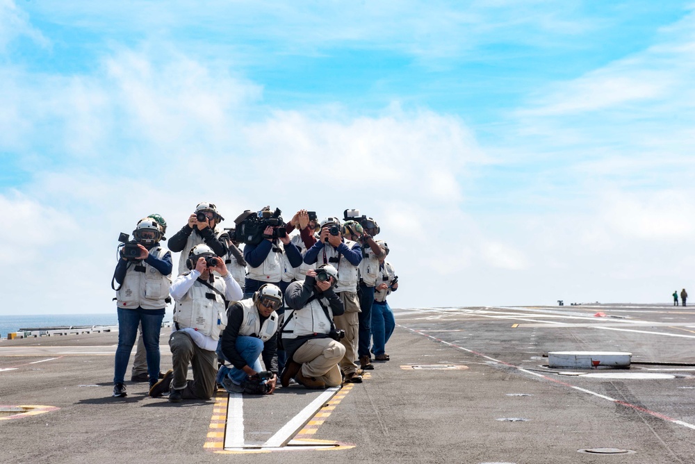 DV Take Photo and Video on Flight Deck of GHWB