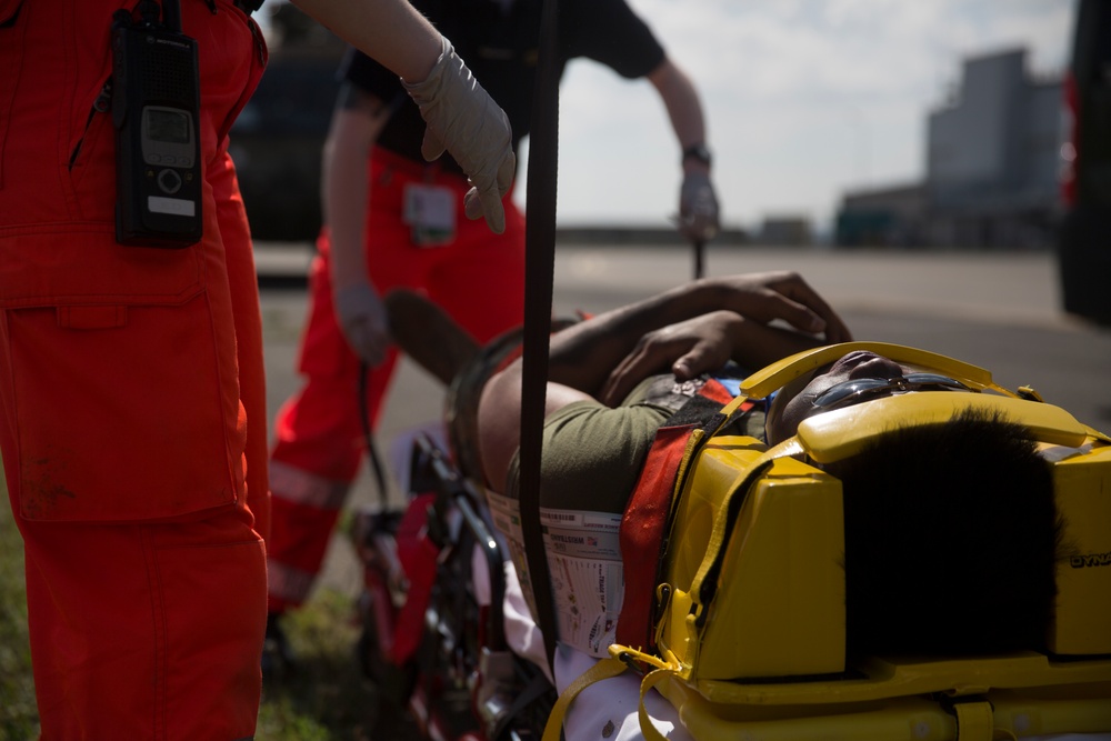 Up in smoke: Marines and Sailors practice Crash, Fire and Rescue training