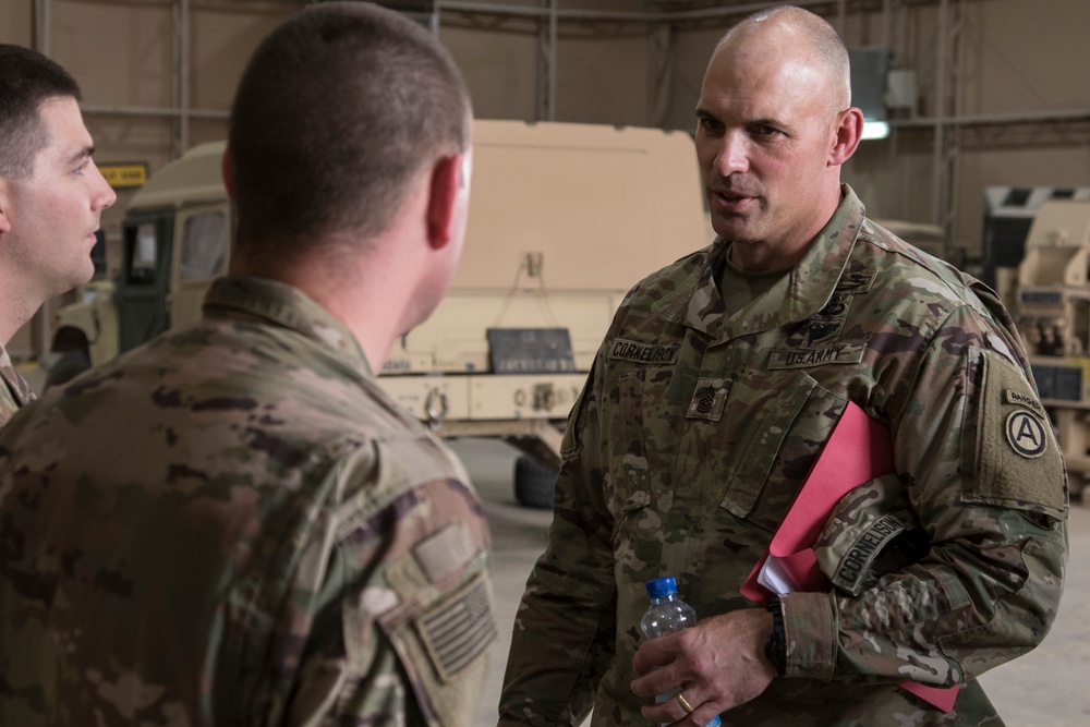 CSM Cornelison visits 1-62 Air Defense Artillery