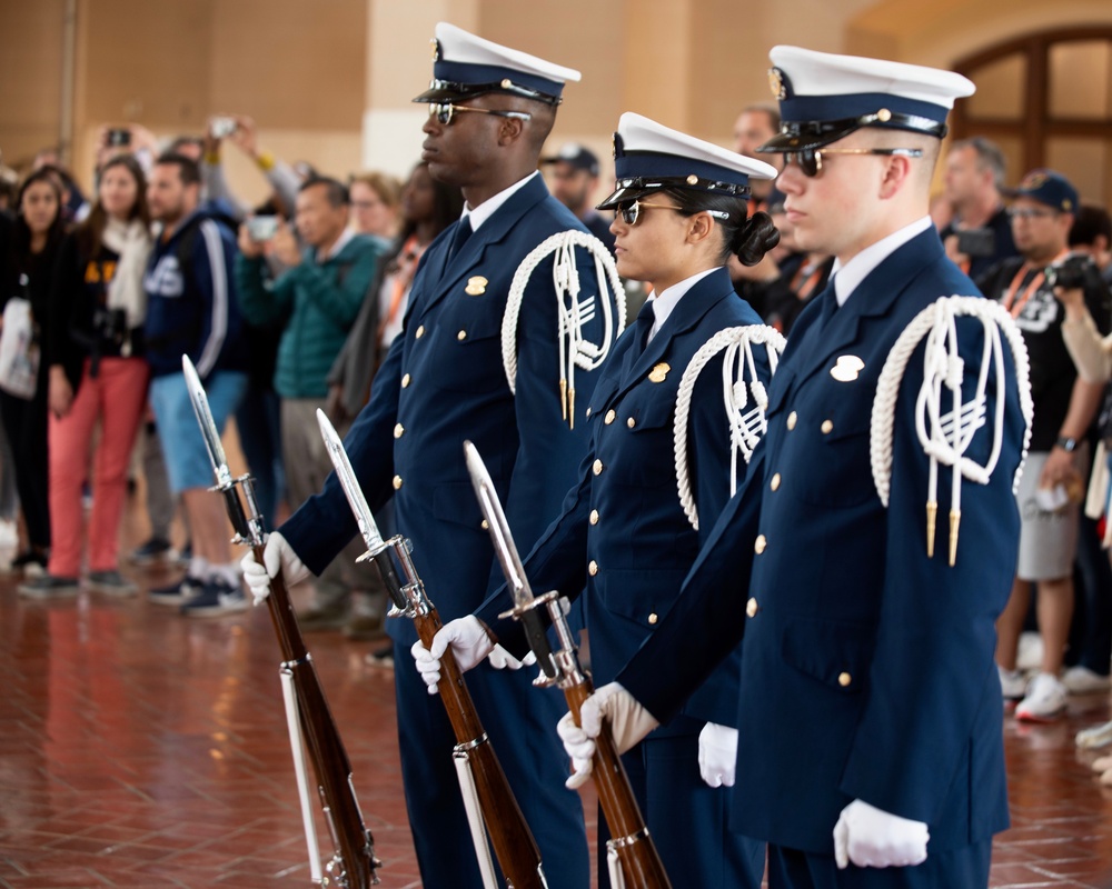 Coast Guard Ceremonial Honor Guard's silent drill team participate in Coast Guard City Events