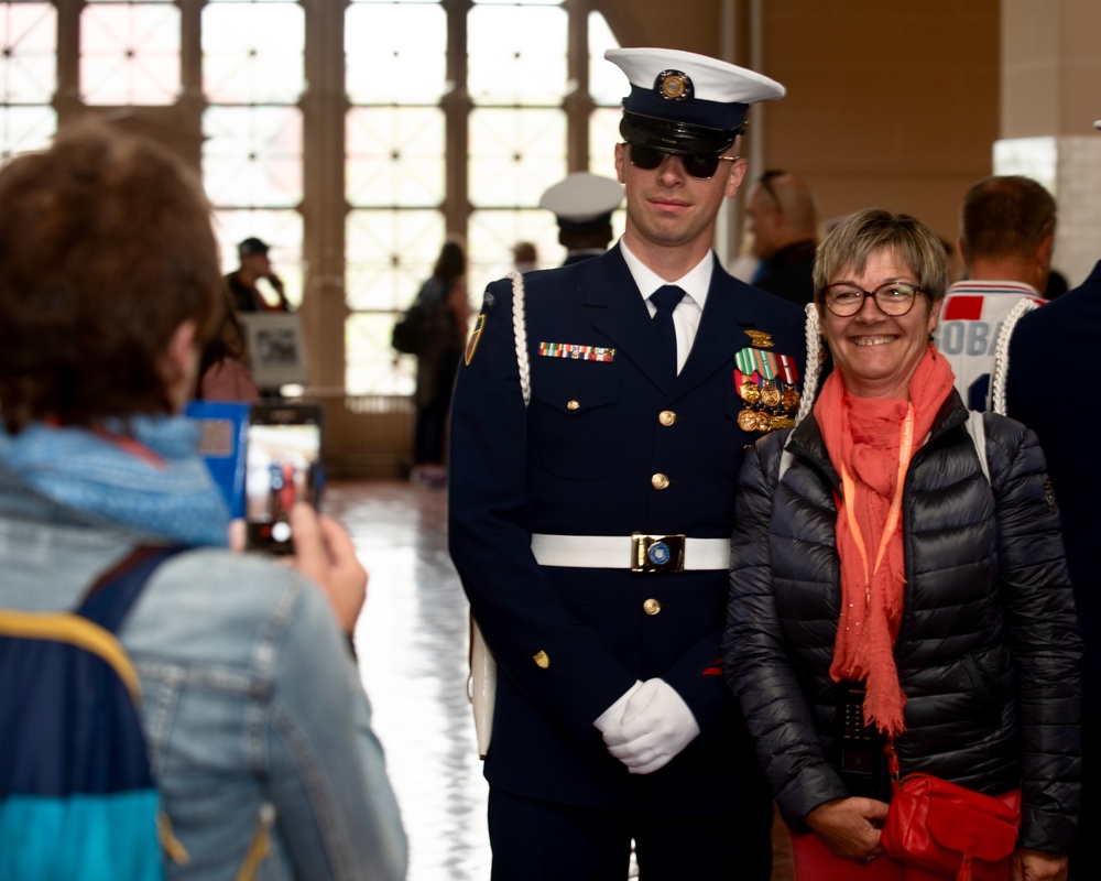 Coast Guard Ceremonial Honor Guard's silent drill team participate in Coast Guard City Events