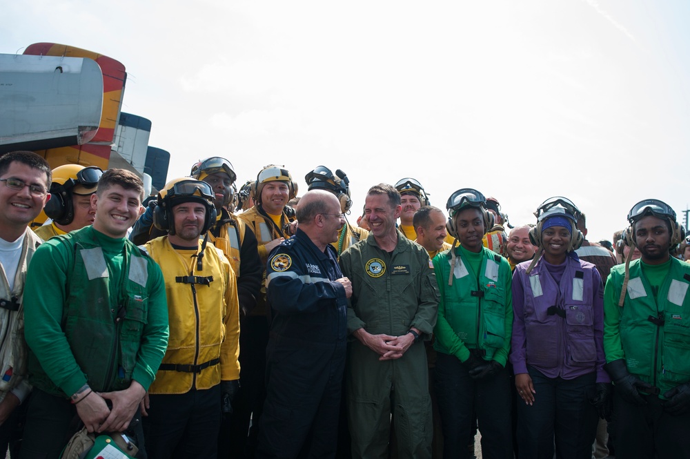 CNO &amp; Chief of French Navy Visit GHWB at Sea