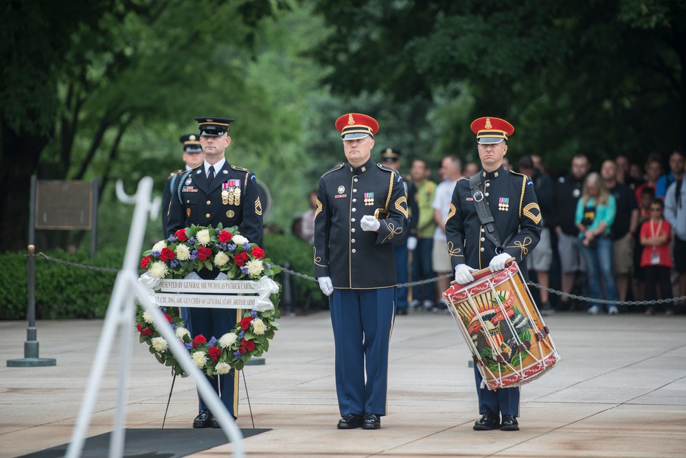 British Chief of the General Staff, Gen. Sir Nicholas Carter, Participates in an Army Full Honors Wreath-Laying Ceremony at the Tomb of the Unknown Soldier