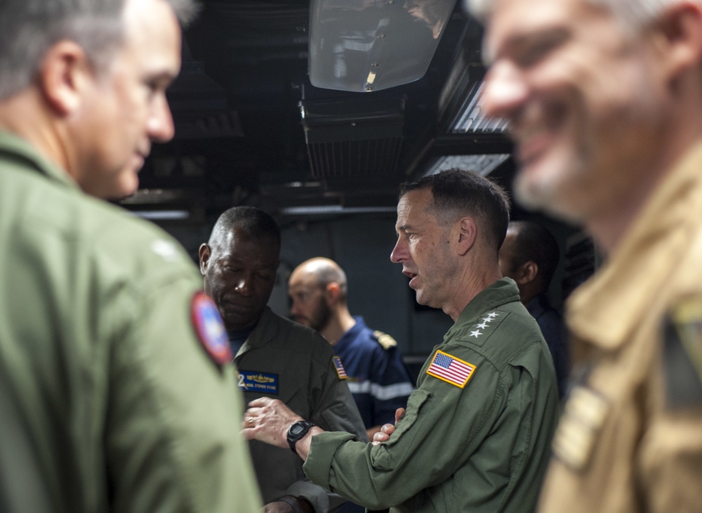 CNO &amp; Chief of French Navy Visit GHWB at Sea