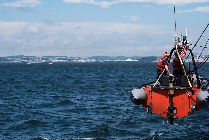 Coast Guard Cutter Douglas Munro conducts small boat operations near Japan