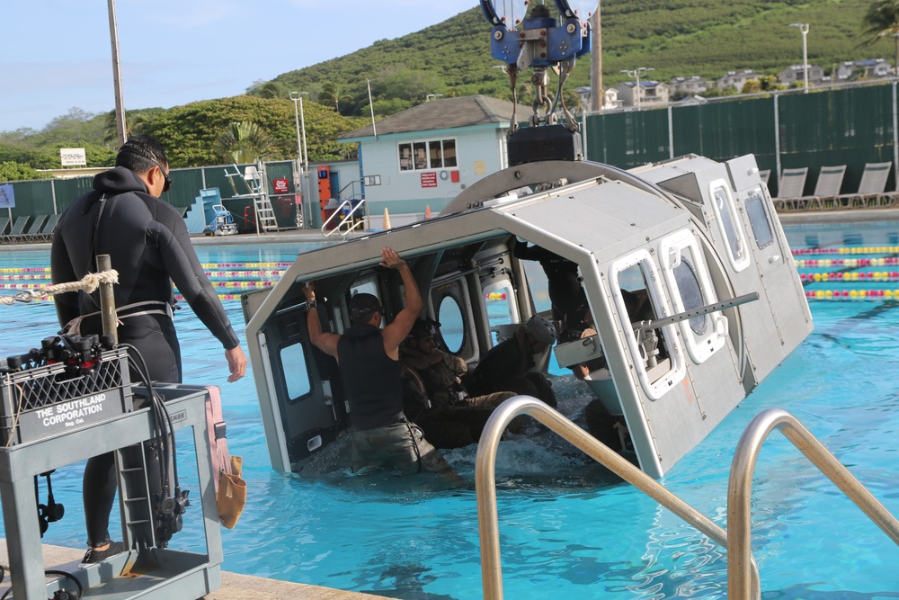 U.S. Service Members participate in Helo Dunker Course