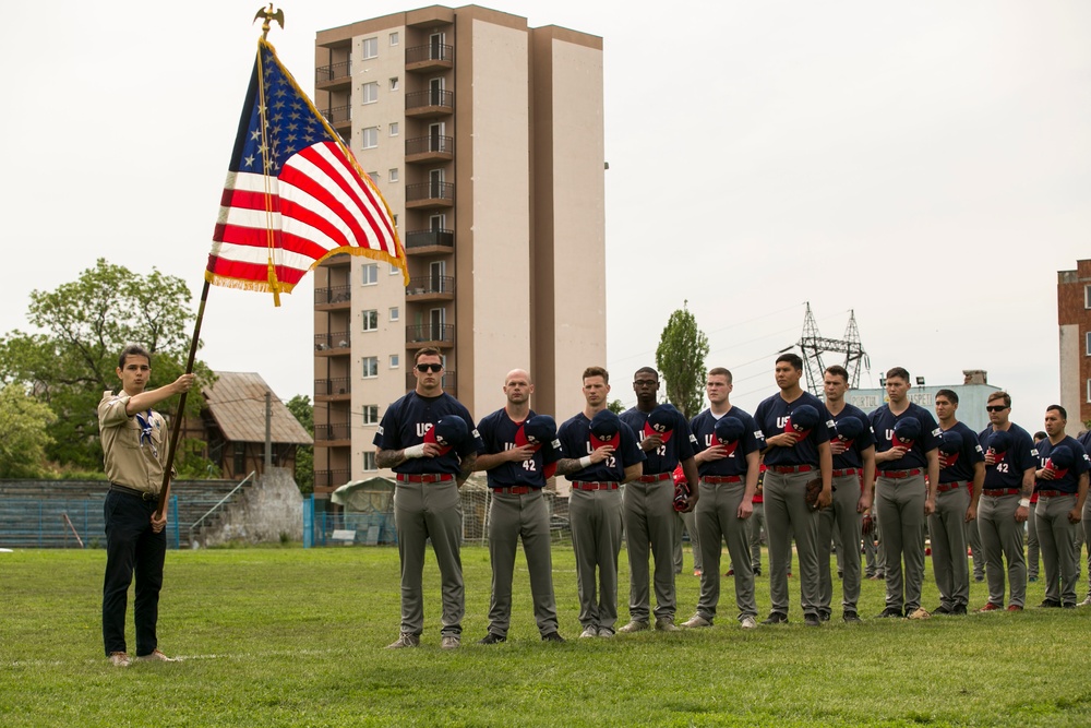 Jackie Robinson Day: BSRF service members play against Romanian baseball team