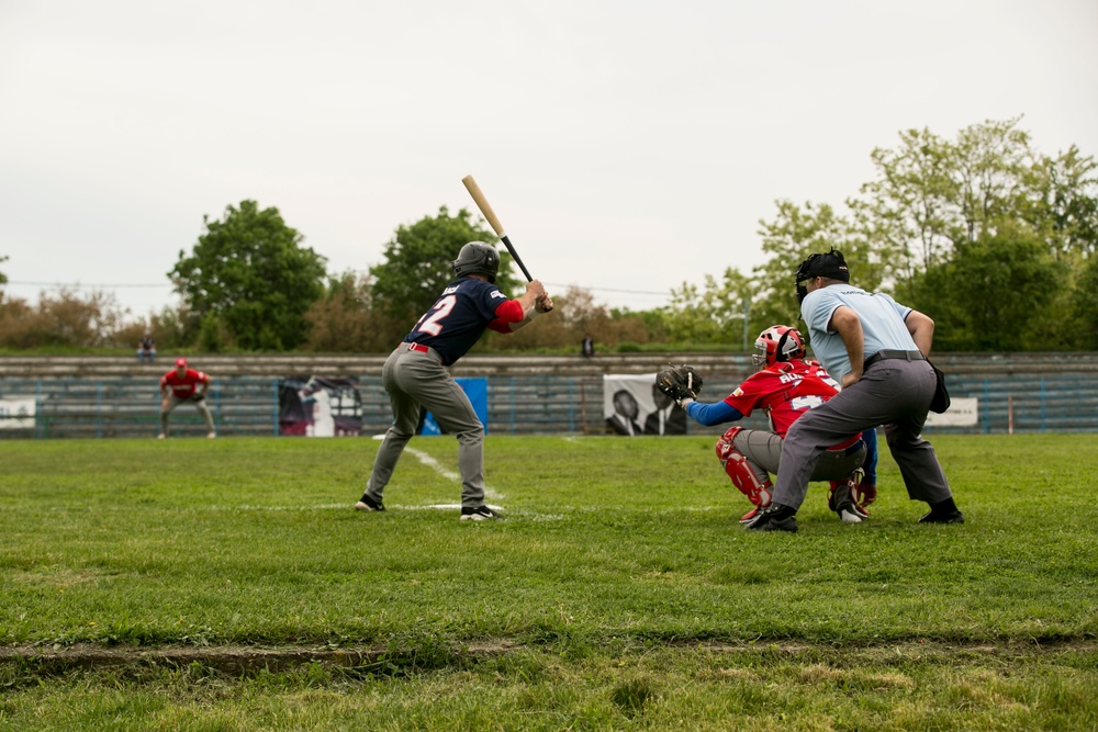 Jackie Robinson Day: BSRF service members play against Romanian baseball team