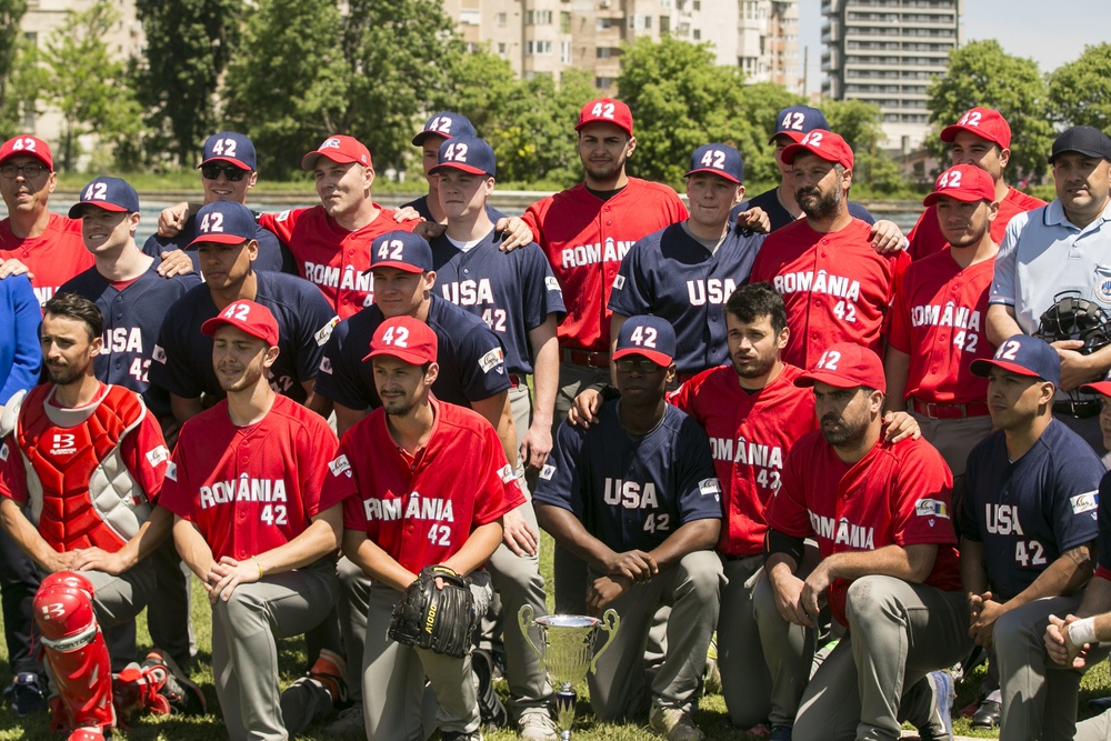 Jackie Robinson Day: BSRF service members play against Romanian baseball team