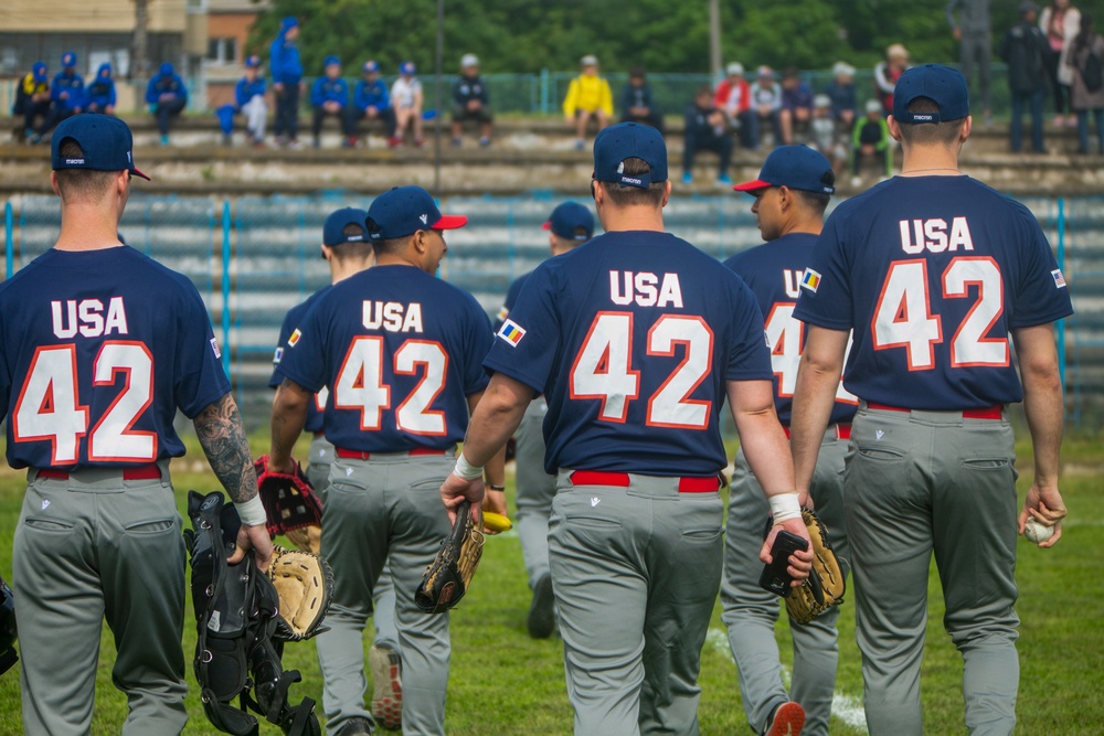 Jackie Robinson Day: BSRF Marines play the Romanian baseball team