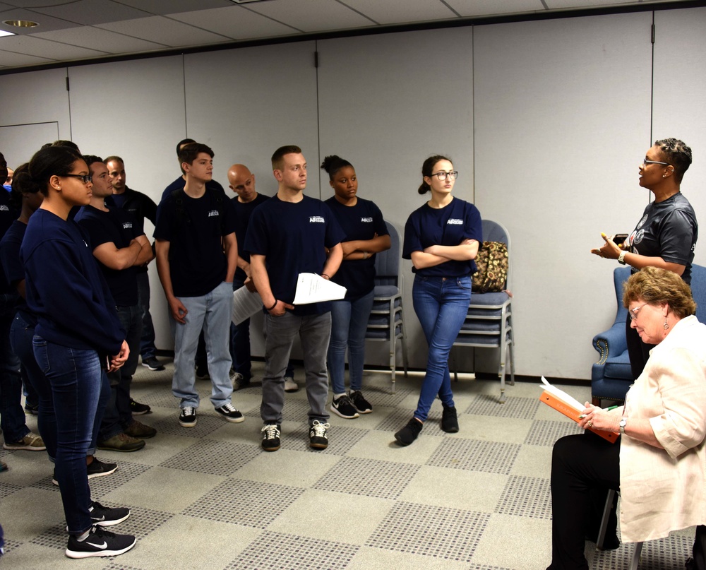 American Red Cross team meets with 166th Airlift Wing Student Flight Recruits