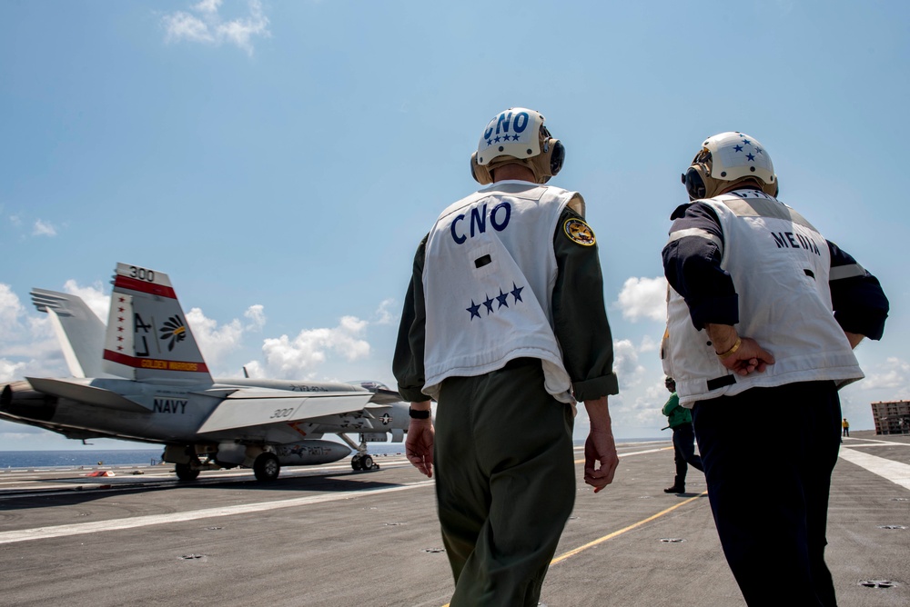 CNO &amp; Chief of French Navy Visit GHWB at Sea