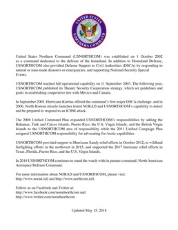 USNORTHCOM Fact Sheet