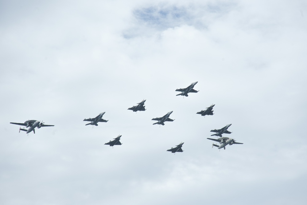 U.S. &amp; French Navy Flyover for Chesapeake 2018