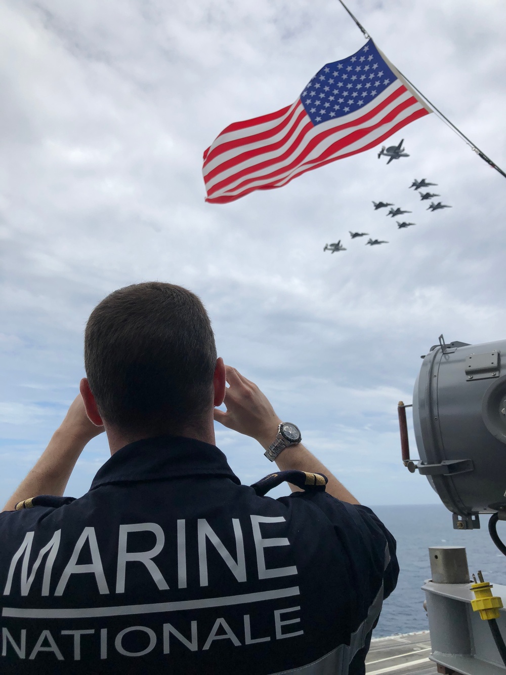 U.S. &amp; French Navy Flyover for Chesapeake 2018