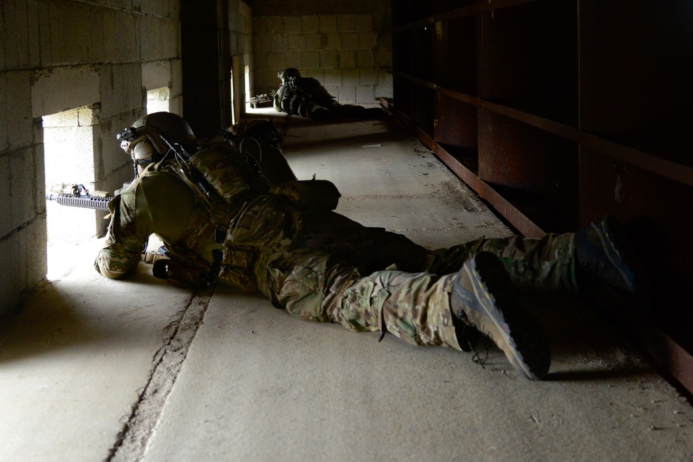 U.S. Army Special Forces Soldiers conduct simulated Urban Operations