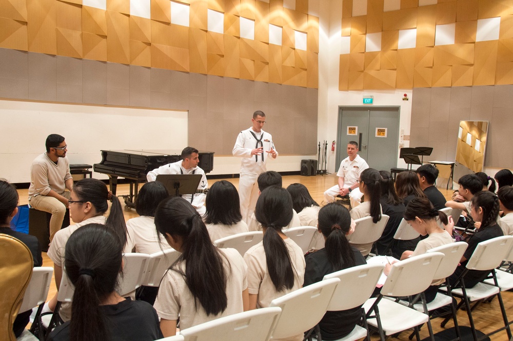 U.S. 7th Fleet Band members coaches students at School of Arts, Singapore
