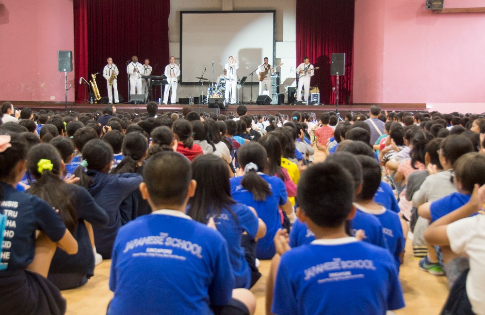 U.S. 7th Fleet Band performs for students in Singapore
