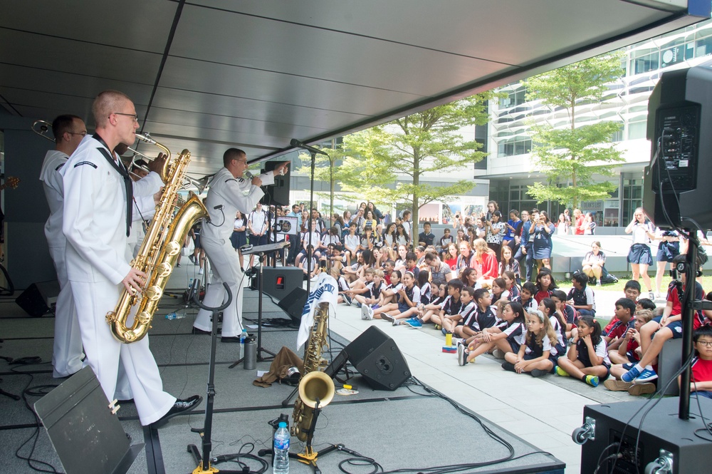 U.S. 7th Fleet Band perform for students in Singapore