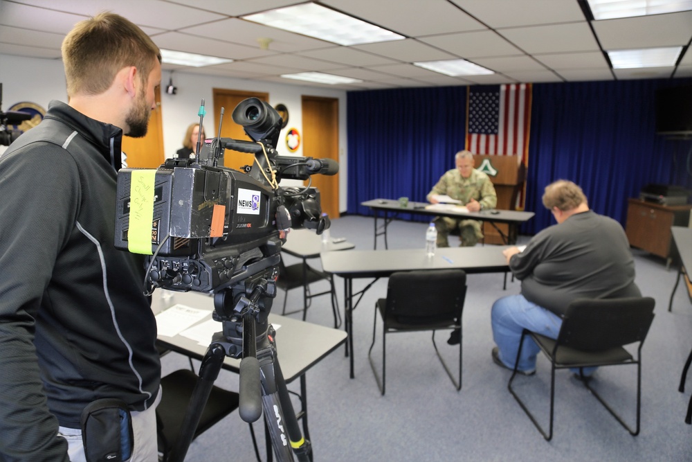 Garrison Commander holds exit press conference at Fort McCoy