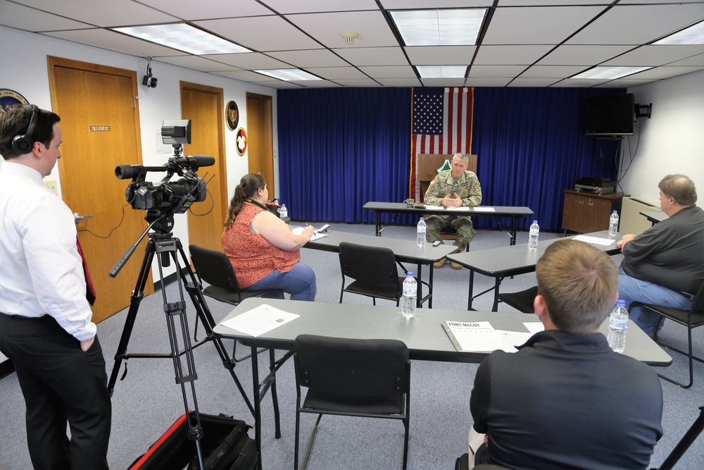 Garrison Commander holds exit press conference at Fort McCoy