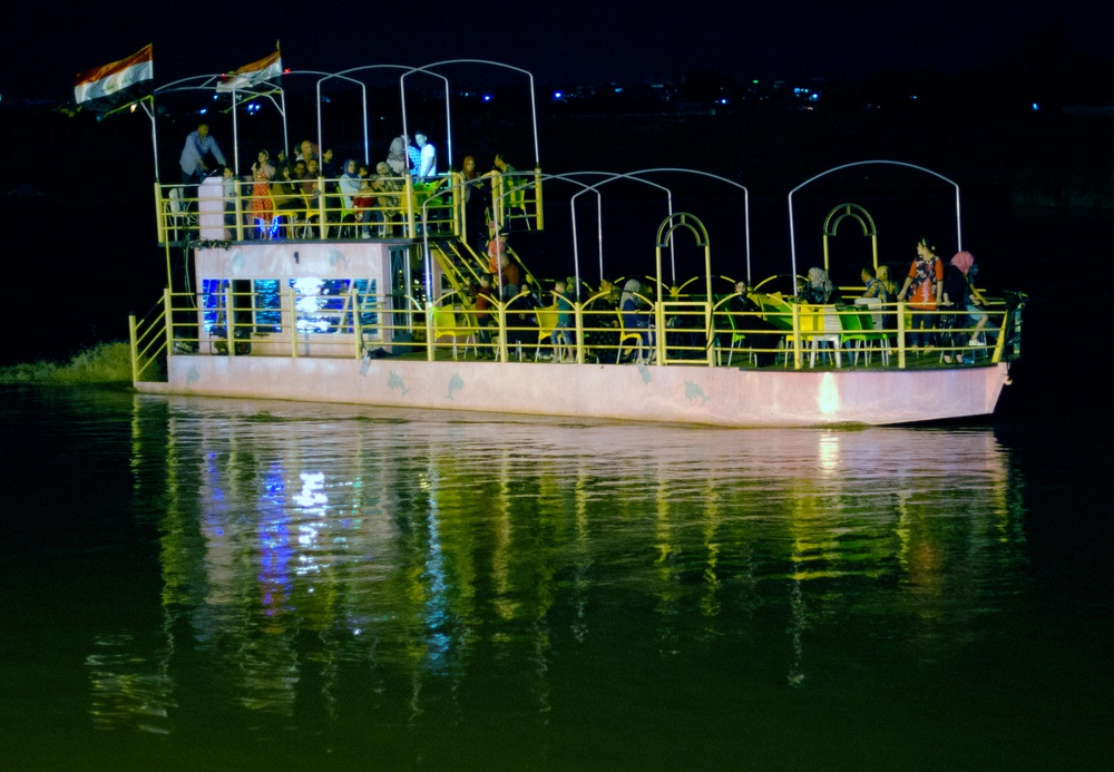 Mosul ferry at night