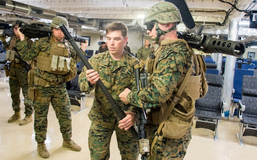 Marines conduct reaction drill aboard USNS Millinocket