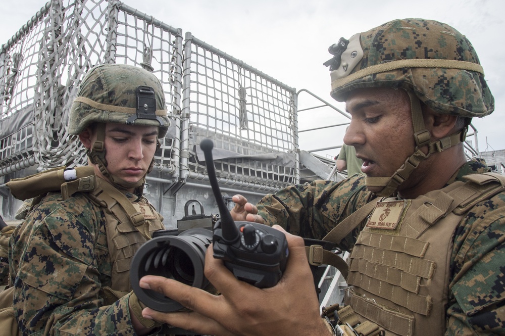 Marines conduct reaction drill aboard USNS Millinocket