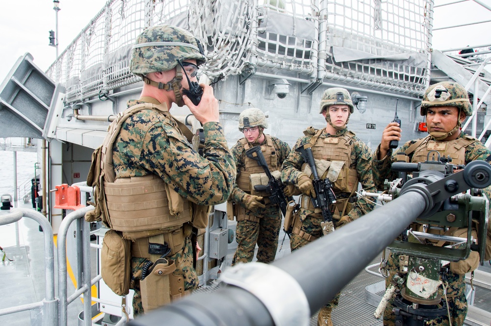 Marines conduct reaction drill aboard USNS Millinocket