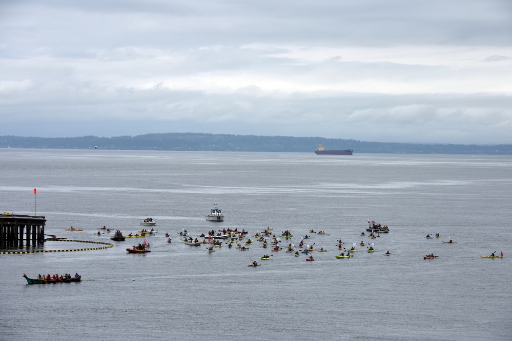 Coast Guard, local partner agencies monitor demonstrators near pier 18 in Seattle
