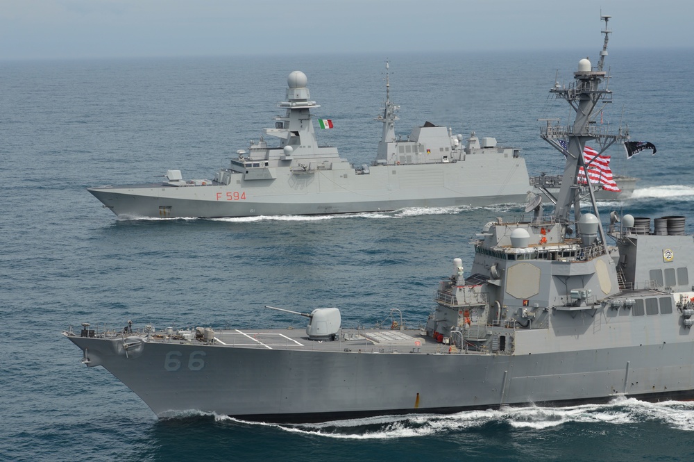 Gonzalez Conducts Passing Exercise with Italian Frigate