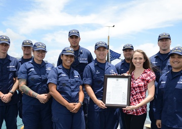 Coast Guard hosts Rep. Matusmoto, receives National Safe Boating Week proclamation in Hawaii
