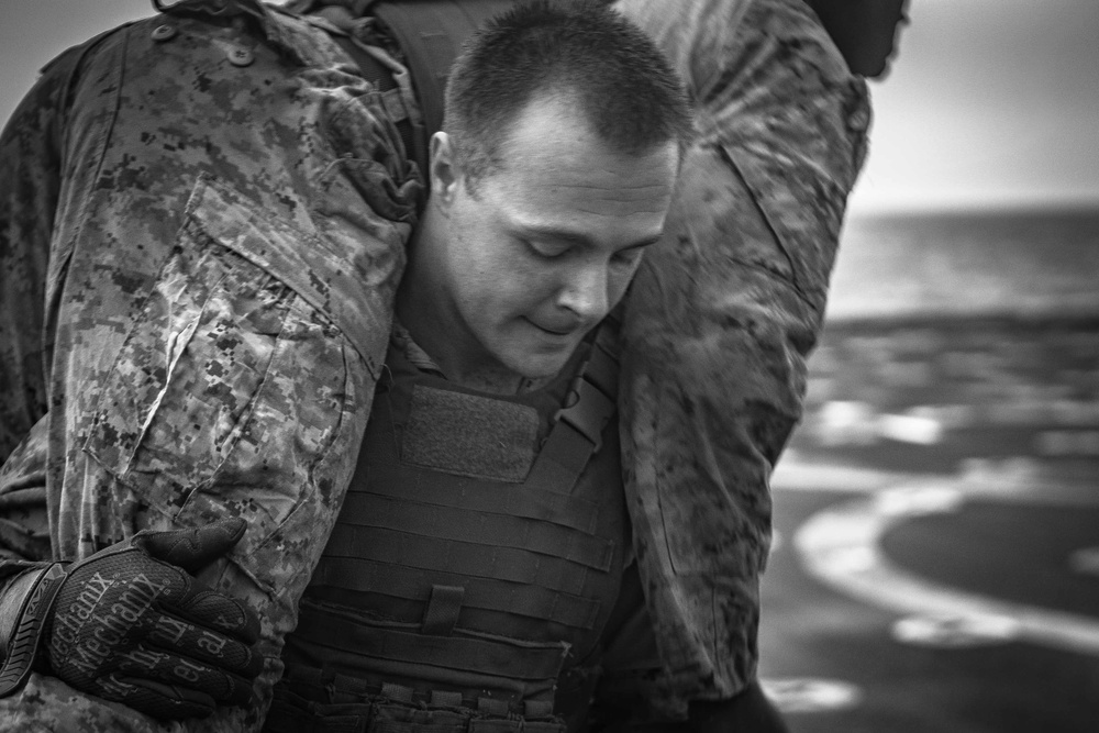 26th MEU, Fox Company, conducts Martial Arts Instructor course aboard the USS Oak Hill while underway