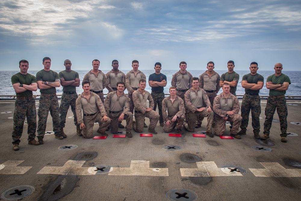 26th MEU, Fox Company, conducts Martial Arts Instructor course aboard the USS Oak Hill while underway